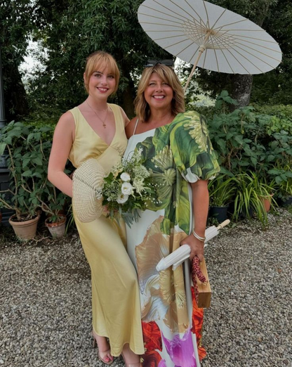 Sweet V Neck Yellow Satin Mermaid Bridesmaid Dress Long Wedding Guest Dress D1120