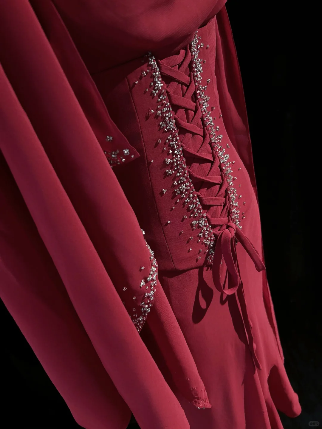Elegant Burgundy Spaghetti Straps Chiffon Beaded Mermaid Long Party Dress,Formal Wedding Guest Dress D2845