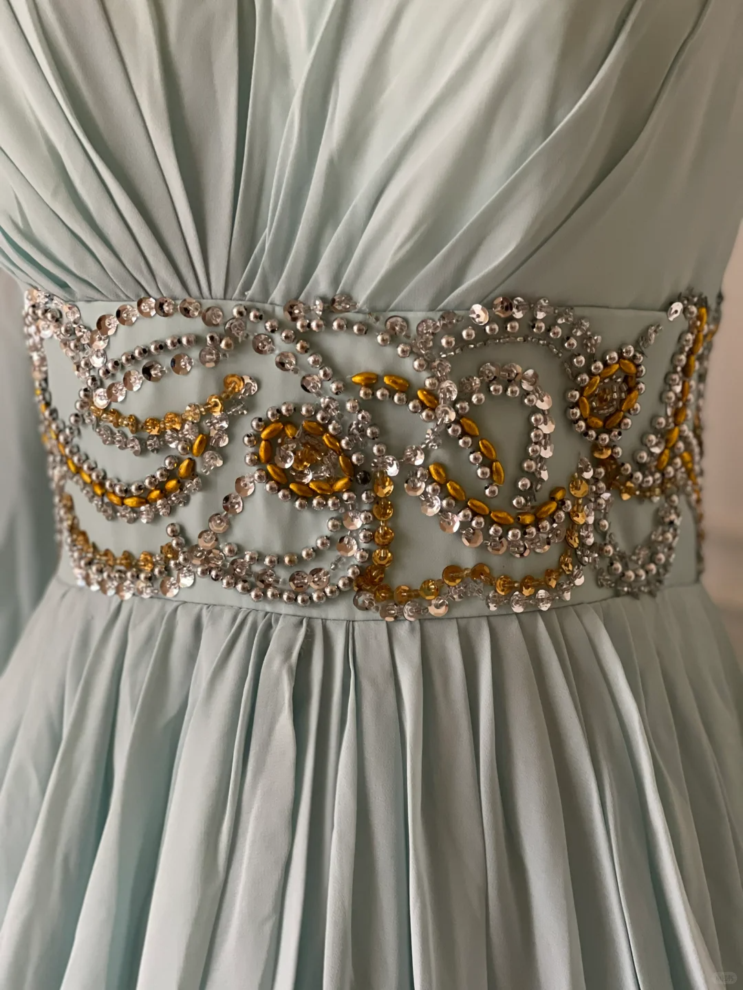 Elegant Blue V Neck Chiffon Beaded Long Evening Dress Prom Gown D3091
