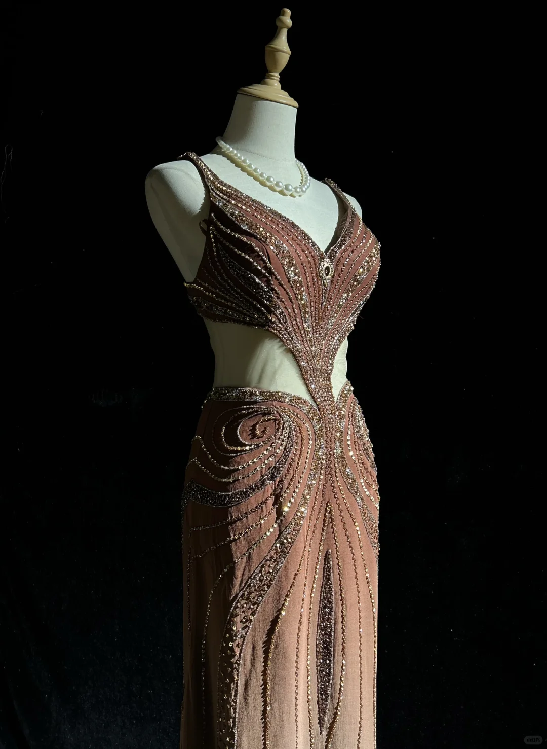 Vintage Ombre Chiffon Beaded Mermaid Evening Dress Long Prom Dress D3116