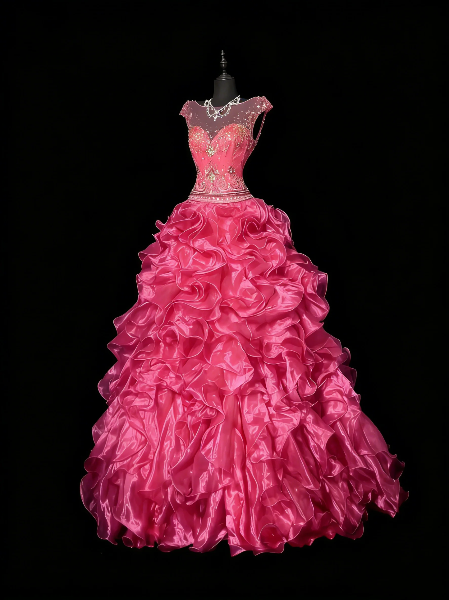 Princess Ball Gown Scoop Pink Sleeveless With Beaded Long Backless Quinceanera Dresses Sweet 15 16 Birthday Outfits D4261