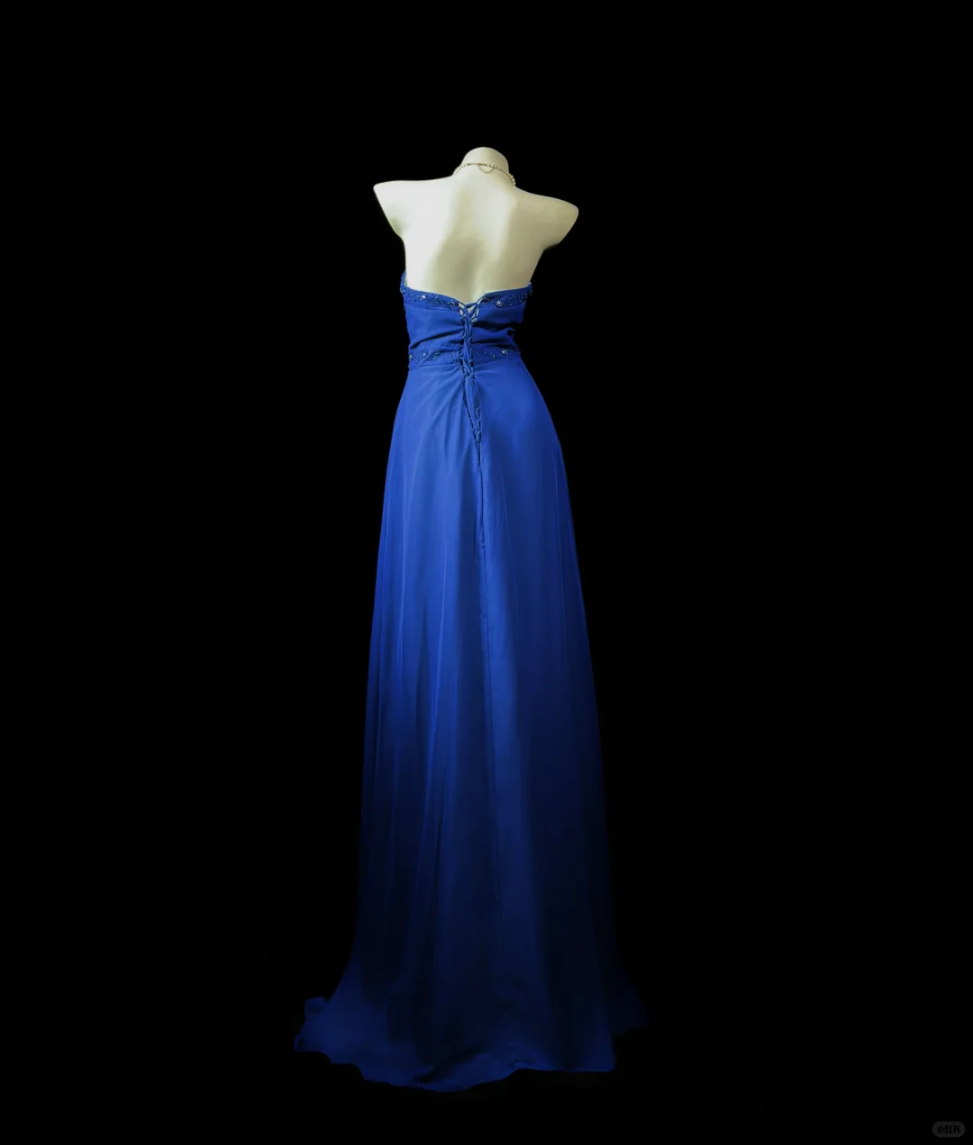 Chic Strapless Satin Beaded Long Wedding Guest Dress Royal Blue Evening Dress Party Dress D2519