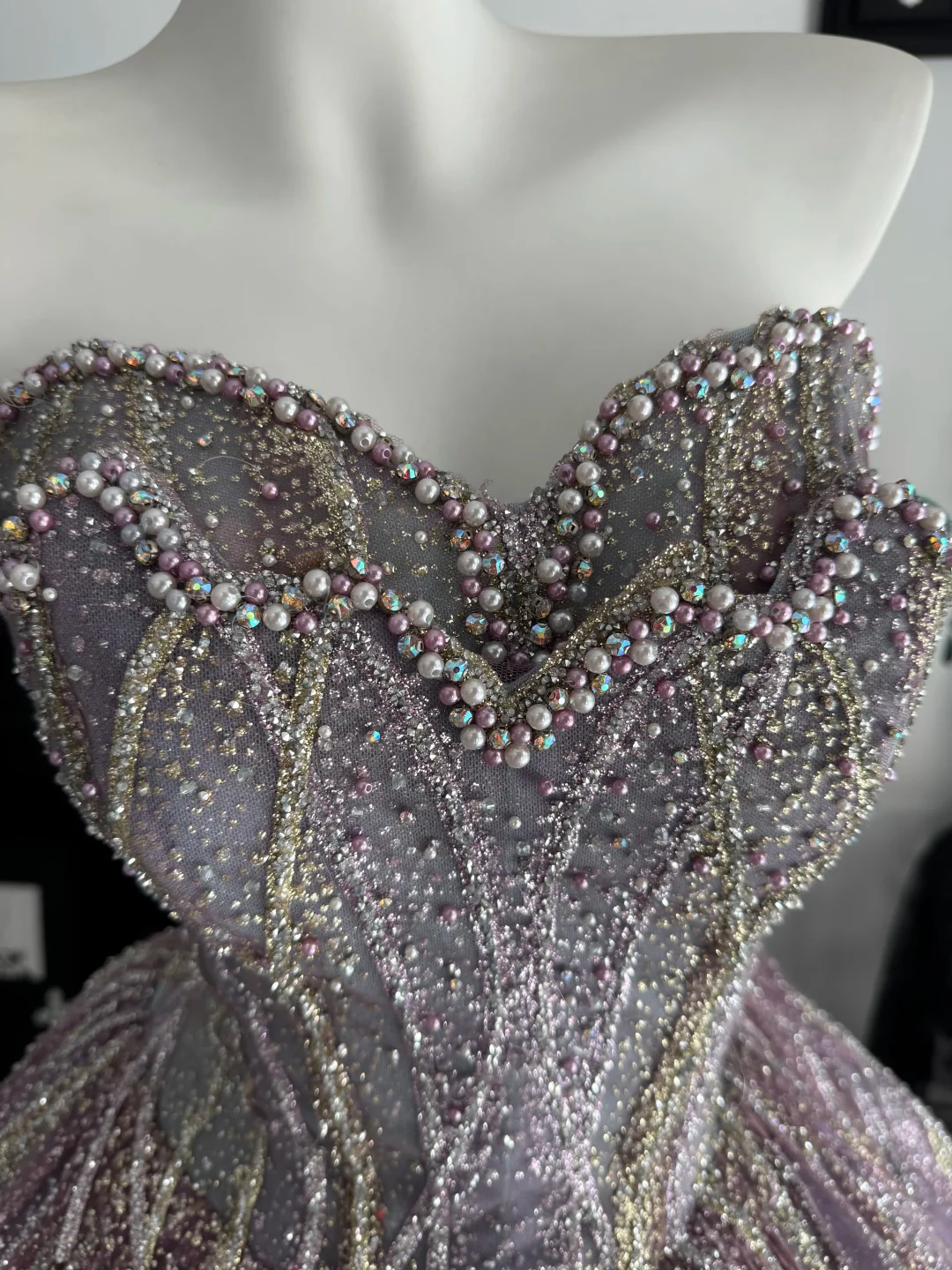 Glitter Sweetheart Neck Quinceanera Dress Purple Tulle Sequin Beaded Sweet 15 16 Dress D4714