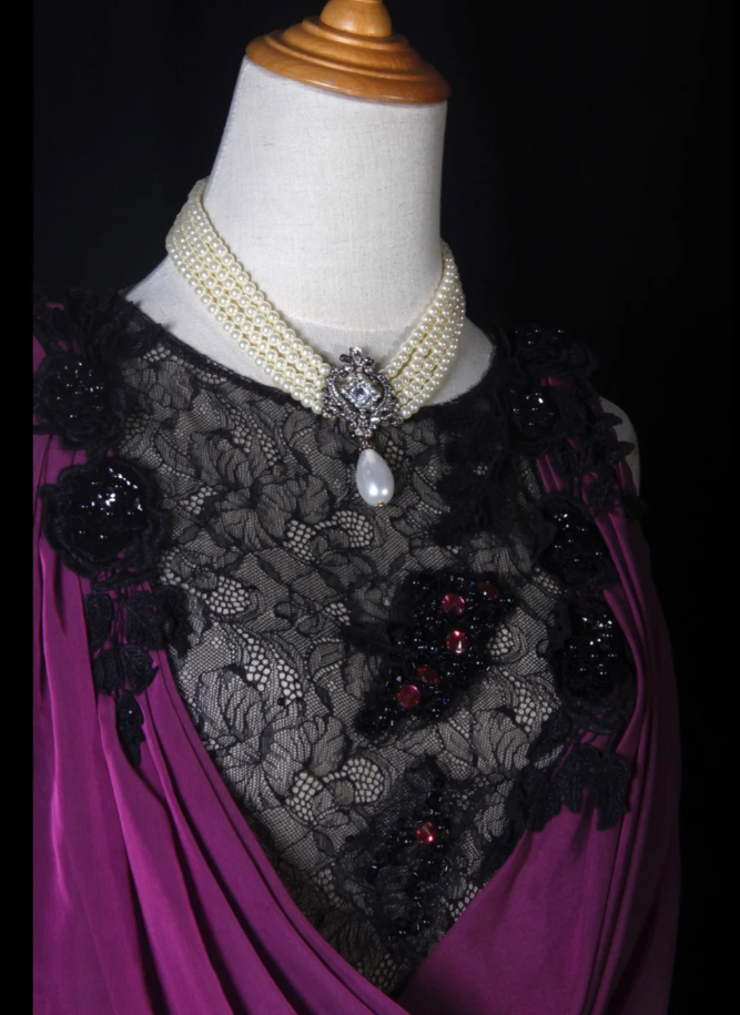 Elegant Sleeveless Purple Chiffon Lace Mermaid Long Party Dress Evening Gown With Beaded D2274