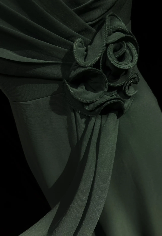 Vintage V Neck Dark Green Chiffon Long Wedding Guest Dress Formal Evening Dress Prom Gowns D2059