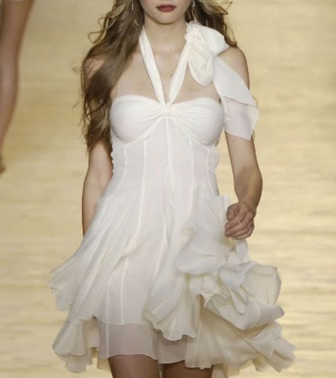 Classy Halter Chiffon White Short Graduation Homecoming Dress 21st Birthday Outfits D747