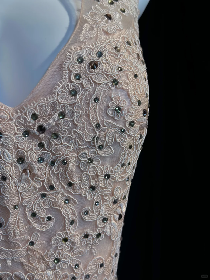Classy V Neck Apricot Pink Sequin Beaded Mermaid Long Party Dress Evening Dress With Appliques D2516