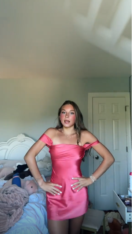 Elegant Off The Shoulder Satin Short Prom Dress,Watermelon Pink Mini Homecoming Dress D3458