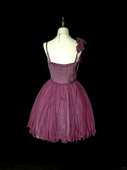Pretty Purple Tulle Lace A Line Short 8th Grade Homecoming Dress Birthday Dress D4071