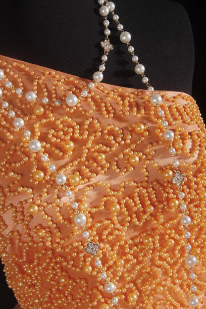 Chic One Shoulder Tulle Beaded A Line Short 7th Grade Homecoming Dress,Orange Short 17th Birthday Outfits D3325