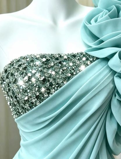 Pretty Satin Pleated Beaded Short 9th Grade Homecoming Dress,One Shoulder A Line Cocktail Dress D3058