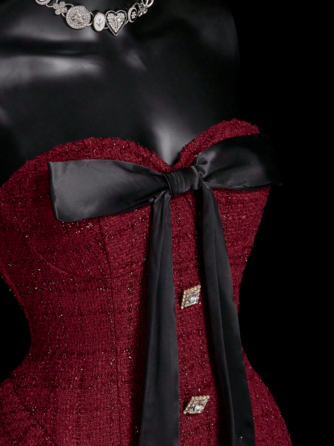 Unique Burgundy Sweetheart Neck A Line Short Birthday Dress Vacation Dress D467