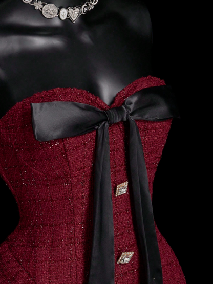 Unique Burgundy Sweetheart Neck A Line Short Birthday Dress Vacation Dress D467