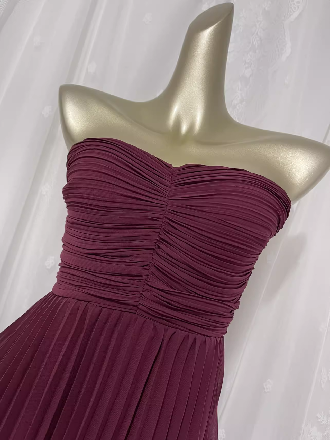 Vintage A line Sweetheart Burgundy Chiffon Vacation Dress Long Birthday Dresses SD0010