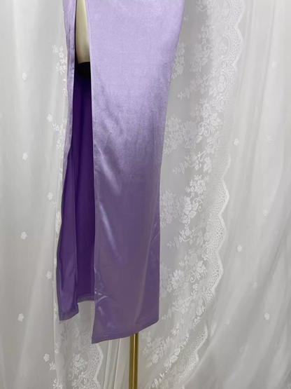 Vintage Sheath Off The Shoulder Lilac Vacation Dress Slit Birthday Dresses SD0030