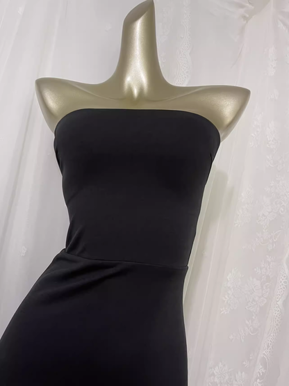 Sexy High Low Black Strapless Vacation Dress Birthday Dresses SD0038