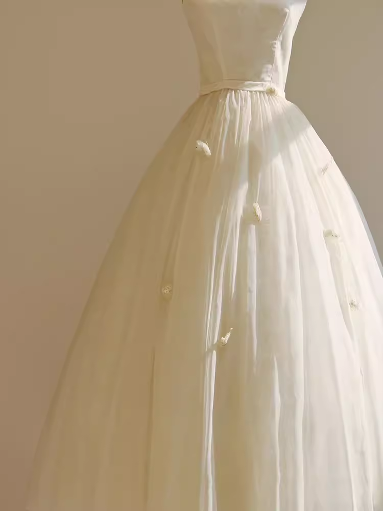 Vintage Ball Gown Bateau White Tea Length Wedding Dresses Brides Dress SD0090