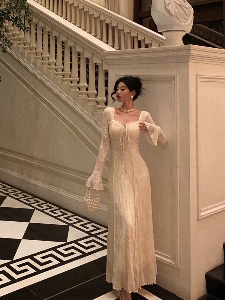 long sleeve date night dress Gorgeous A line Long Sleeves Lace Date Night Dress Long Prom Dresses Birthday Outfits SD1066