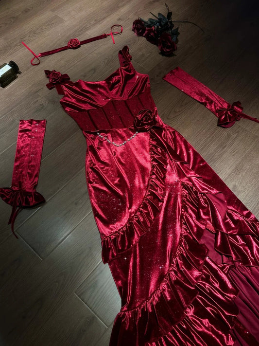 Sexy Mermaid Spaghetti Straps Burgundy Christmas Dress Velvet Prom Dresses Birthday Outfits SD1171