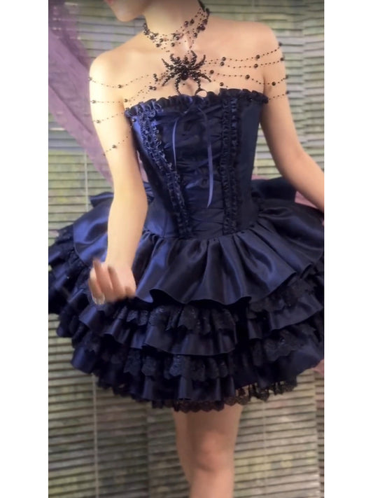 Chic Ball Gown Strapless Blue Homecoming Dresses Lolita Dress Birthday Dress Birthday Outfits SD1188