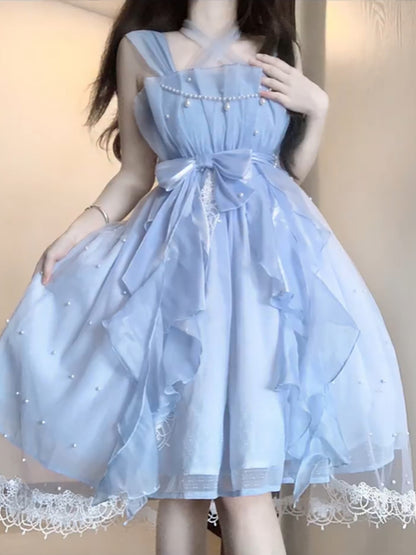 French Ball Gown Square Neckline Short Blue Lolita Dresses Party Dress Birthday Outfits SD1206