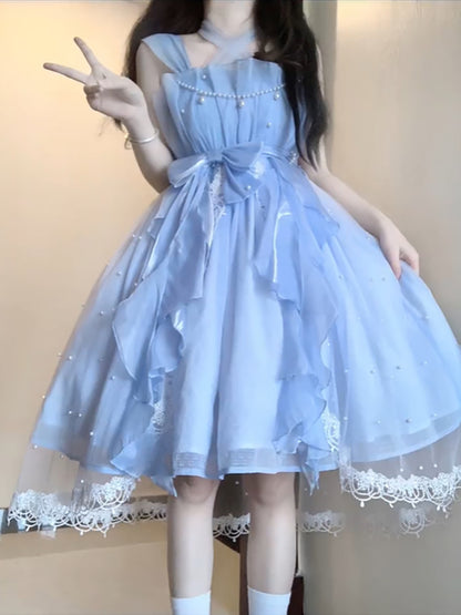 French Ball Gown Square Neckline Short Blue Lolita Dresses Party Dress Birthday Outfits SD1206