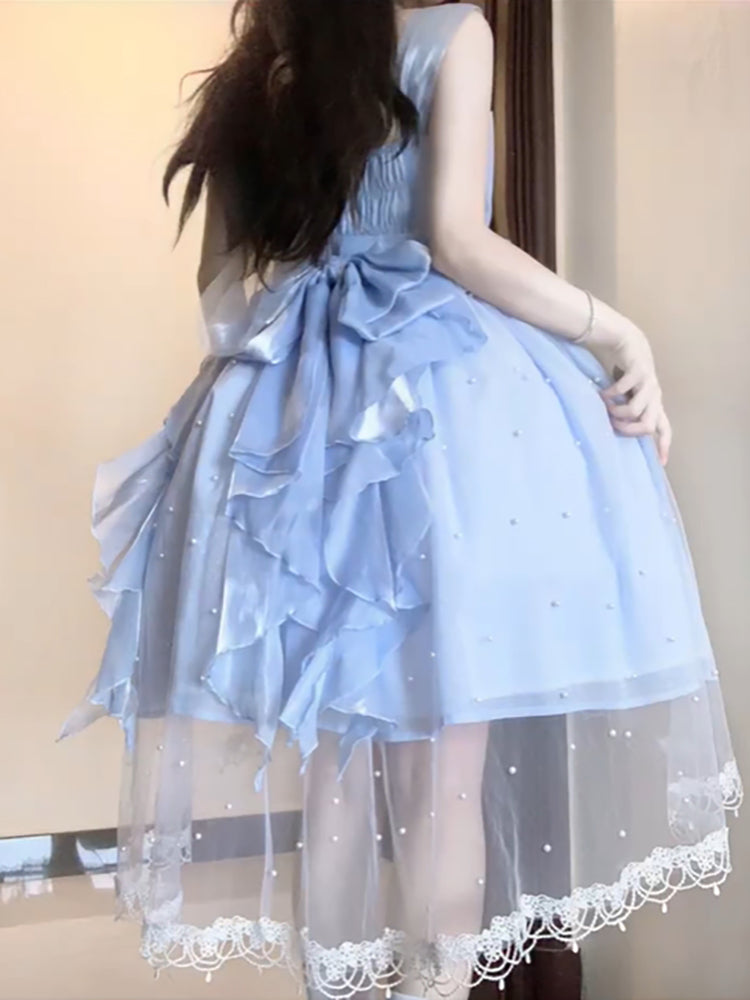 French Ball Gown Square Neckline Short Blue Lolita Dresses Party Dress Birthday Outfits SD1206