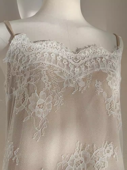 Cute A line Halter White Lace Tea Length Vacation Dress Women Beach Dresses SD125