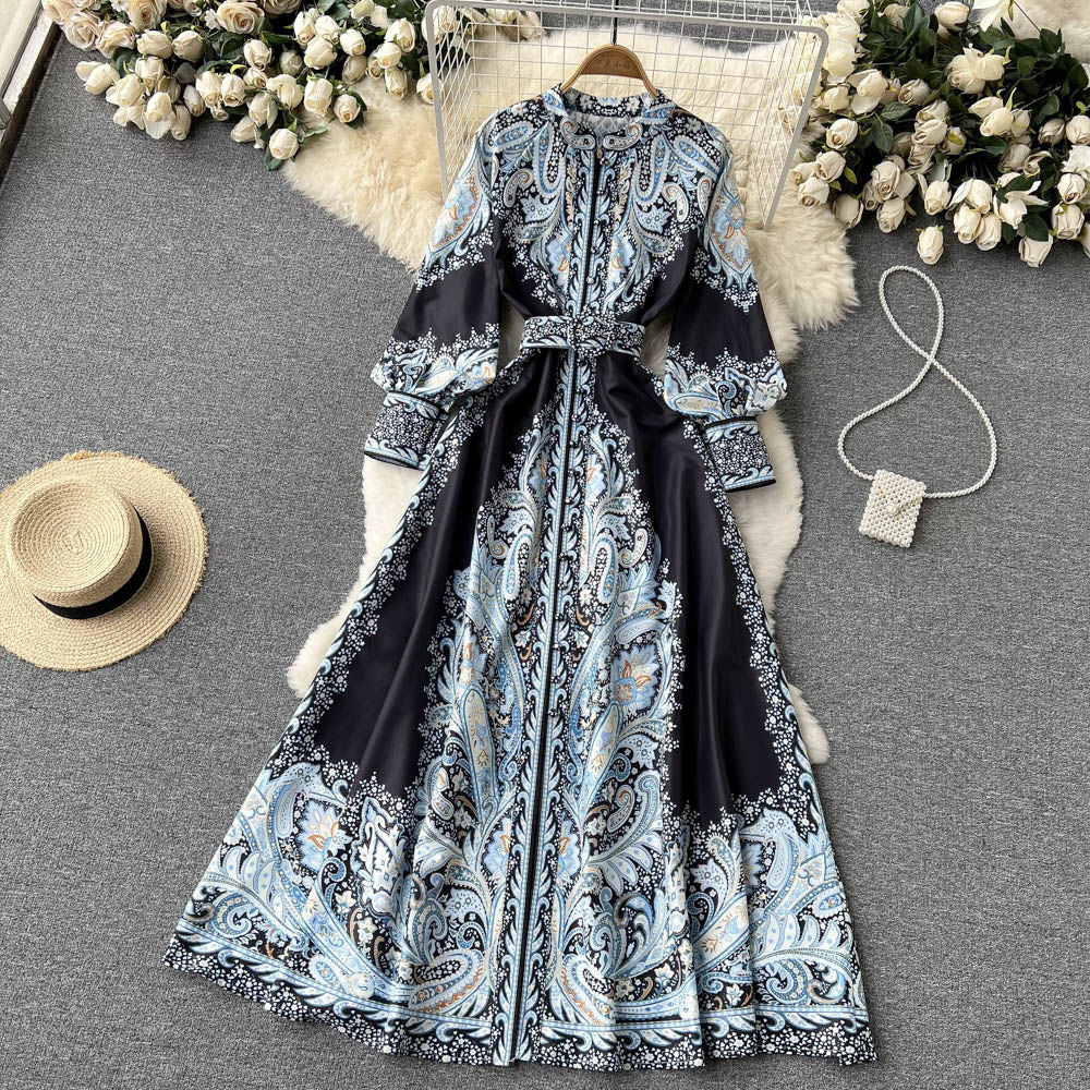 Vintage A line Long Sleeves Floral Holiday Dresses Women's Dress SD1284