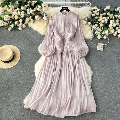 Vintage A line Scoop Long Sleeves Lilac Holiday Dresses Women's Dress SD1287