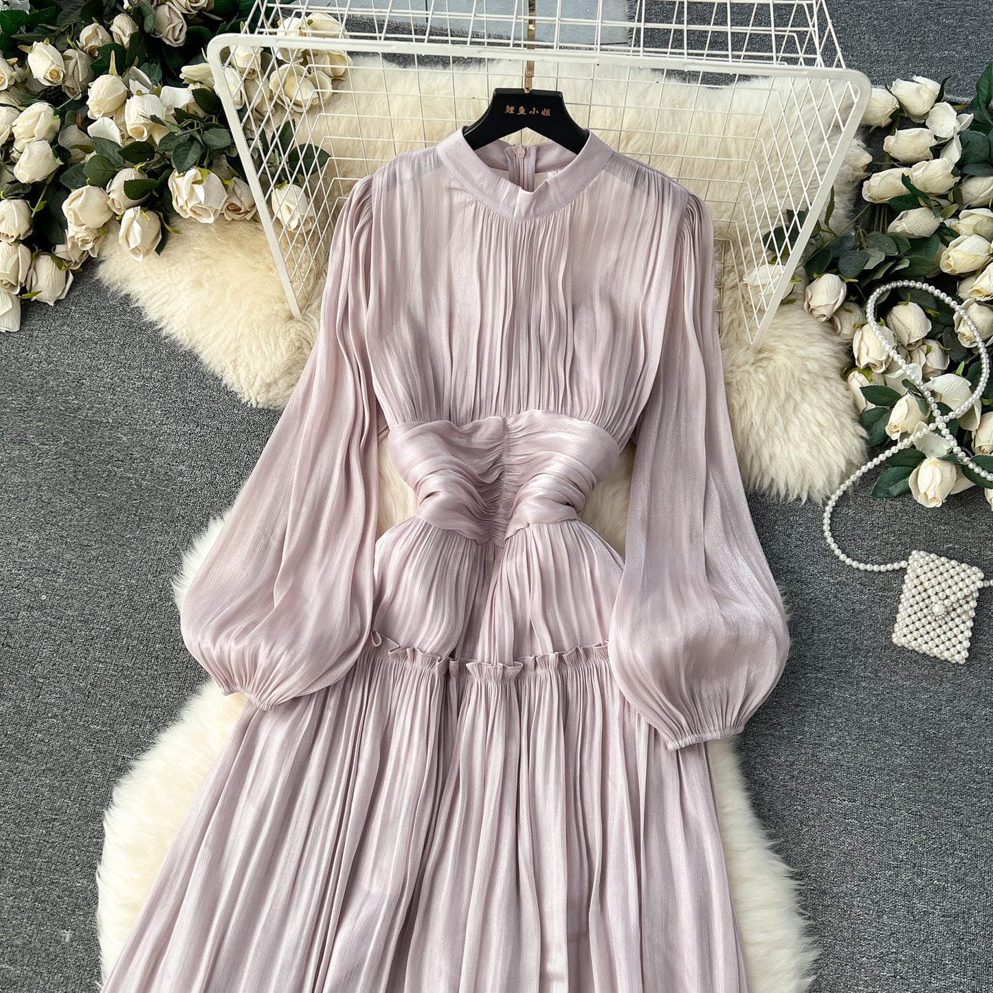 Vintage A line Scoop Long Sleeves Lilac Holiday Dresses Women's Dress SD1287