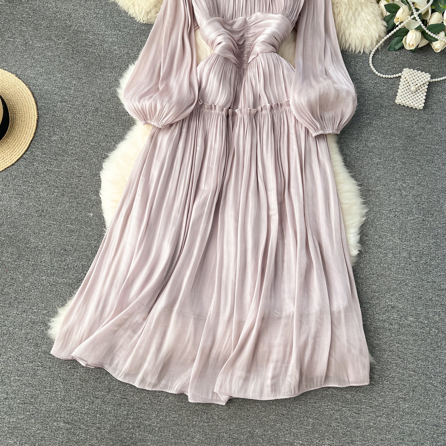 Vintage A line Scoop Long Sleeves Lilac Holiday Dresses Women's Dress SD1287