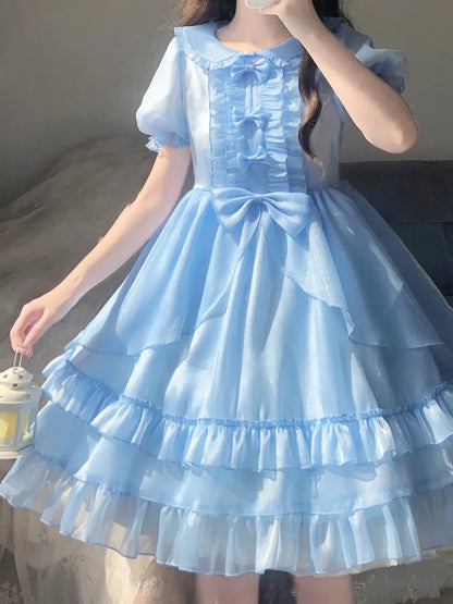 Vintage Ball Gown Light Sky Blue Chiffon Holiday Dress Birthday Dresses Birthday Outfits SD1301