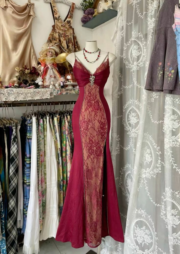 Sexy Mermaid Spaghetti Straps Sleeveless Lace Pink Prom Dress      S5232 main image 0