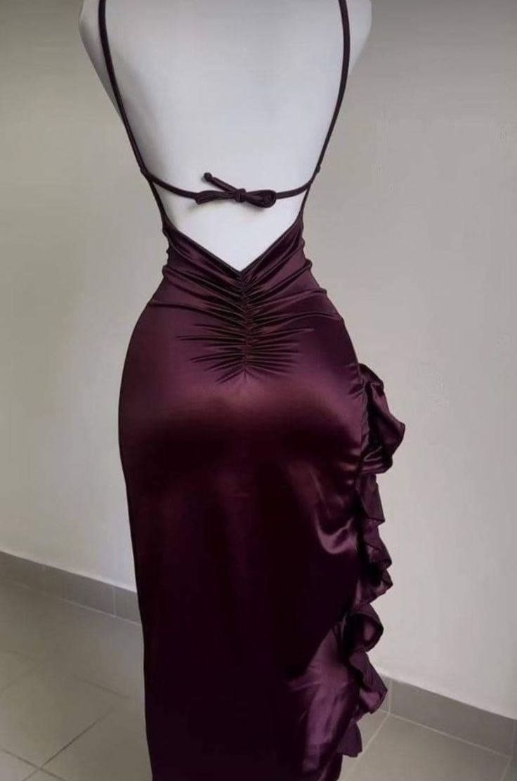 Pretty Mermaid Spaghetti Straps Burgundy Backless Prom Dresses Party Dress SD1338