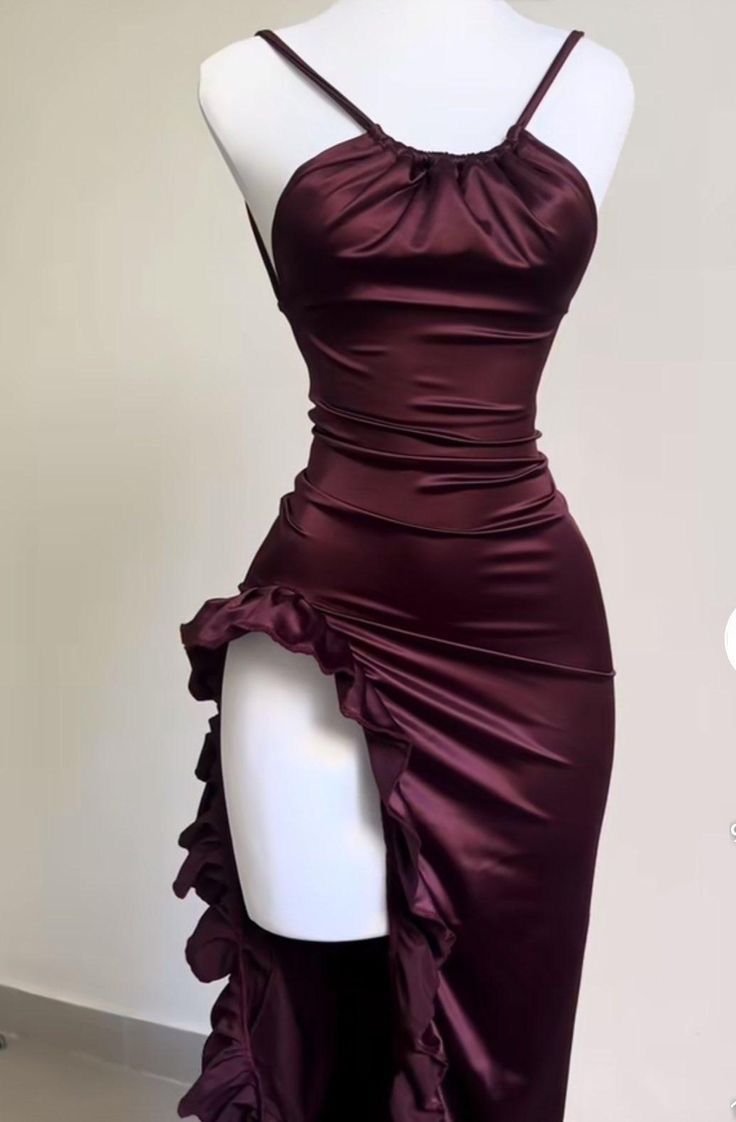 Pretty Mermaid Spaghetti Straps Burgundy Backless Prom Dresses Party Dress SD1338