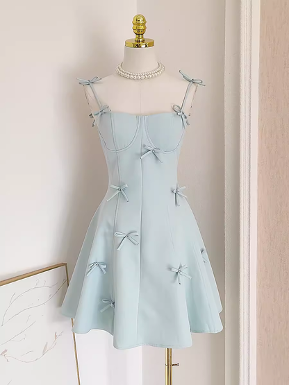 Cute A line Spaghetti Straps Sage Green Travel Vacation Women Dress Short Birthday Outfits SD133