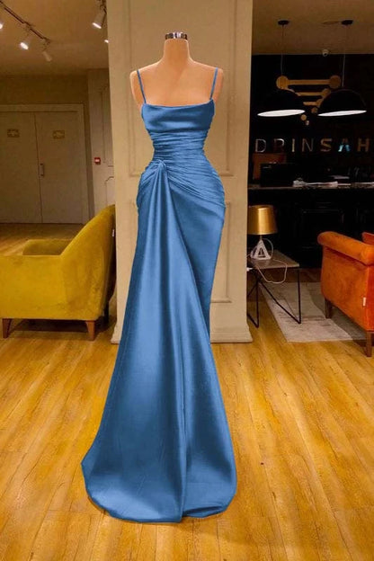 Sexy Sleeveless Spaghetti Strap Prom Dress Mermaid With Ruffles Prom Dresses SD1341