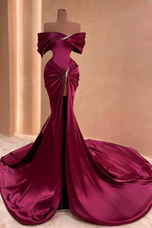 Fuchsia Long Prom Dress Evening Dress Satin Prom Dress SD1345