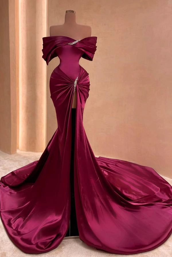 Pretty Mermaid Off The Shoulder Slit Long Prom Dresses Party Dress SD1345