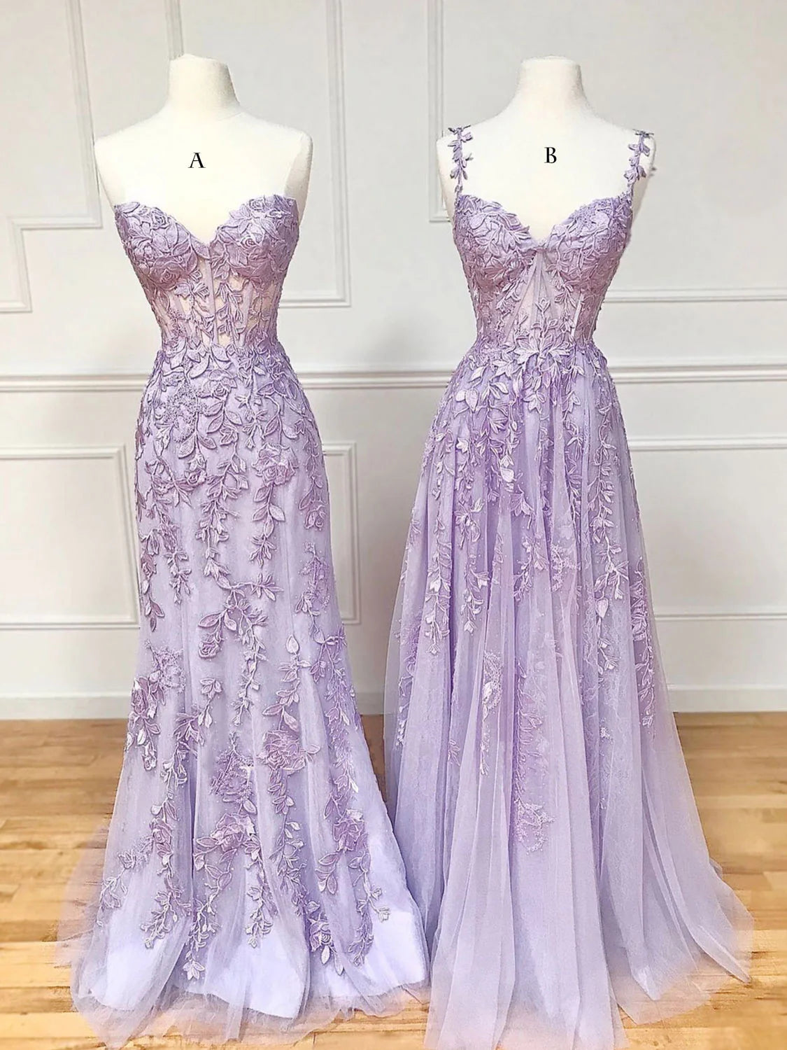Elegant Mermaid Sleeveless Lace Lilac Evening Prom Dresses Long Prom Dresses SD1420