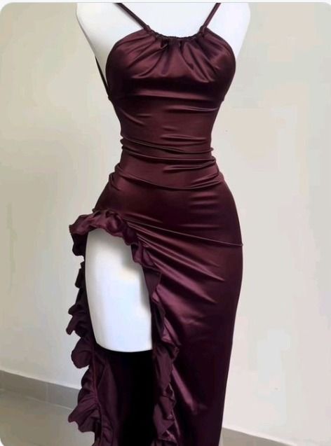 Classy Sheath Halter Satin Burgundy Sleeveless High Low Prom Dresses SD1450