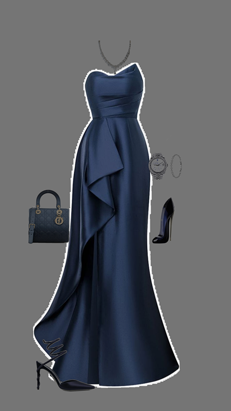 Classy Mermaid Strapless Satin Navy Blue Long Party Dress Prom Dresses SD1481