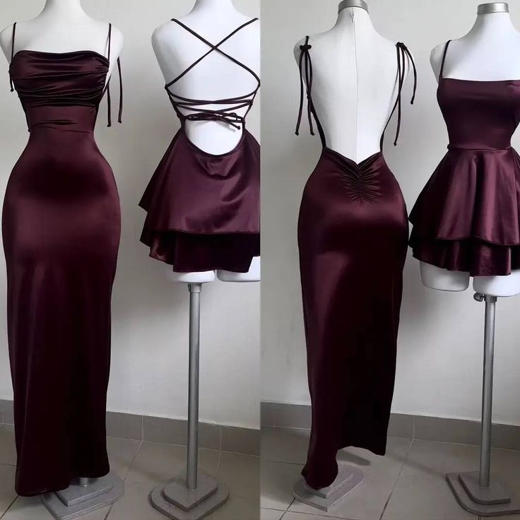 Sexy Mermaid Spaghetti Straps Burgundy Long Evening Dress Backless Prom Dresses SD1500