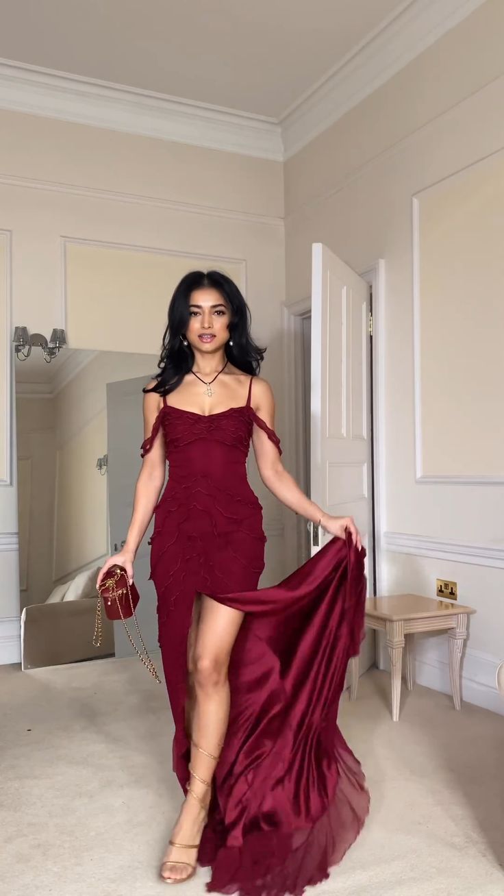 Pretty Mermaid Off The Shoulder Burgundy Slit Long Prom Dresses Formal Evening Dress SD1501