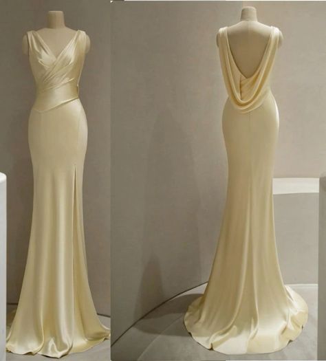 Pretty Mermaid V Neckline Satin Yellow Long Prom Dresses Formal Evening Dress SD1504