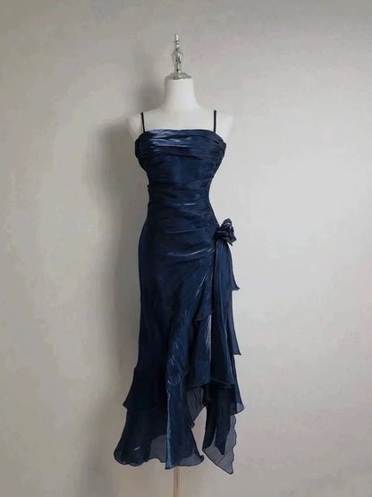 Retro Mermaid Spaghetti Straps High Low Party Dress Prom Dresses SD2820