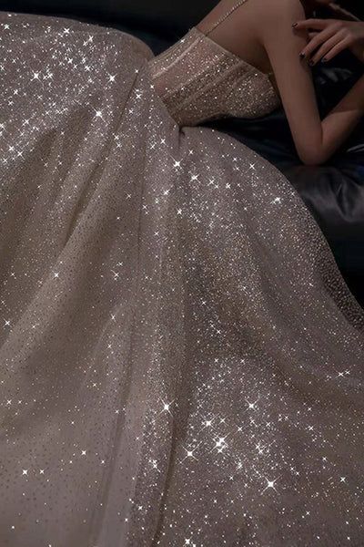 Sparkling A Line Sequin Long Prom Dress Evening Dresses SD1532