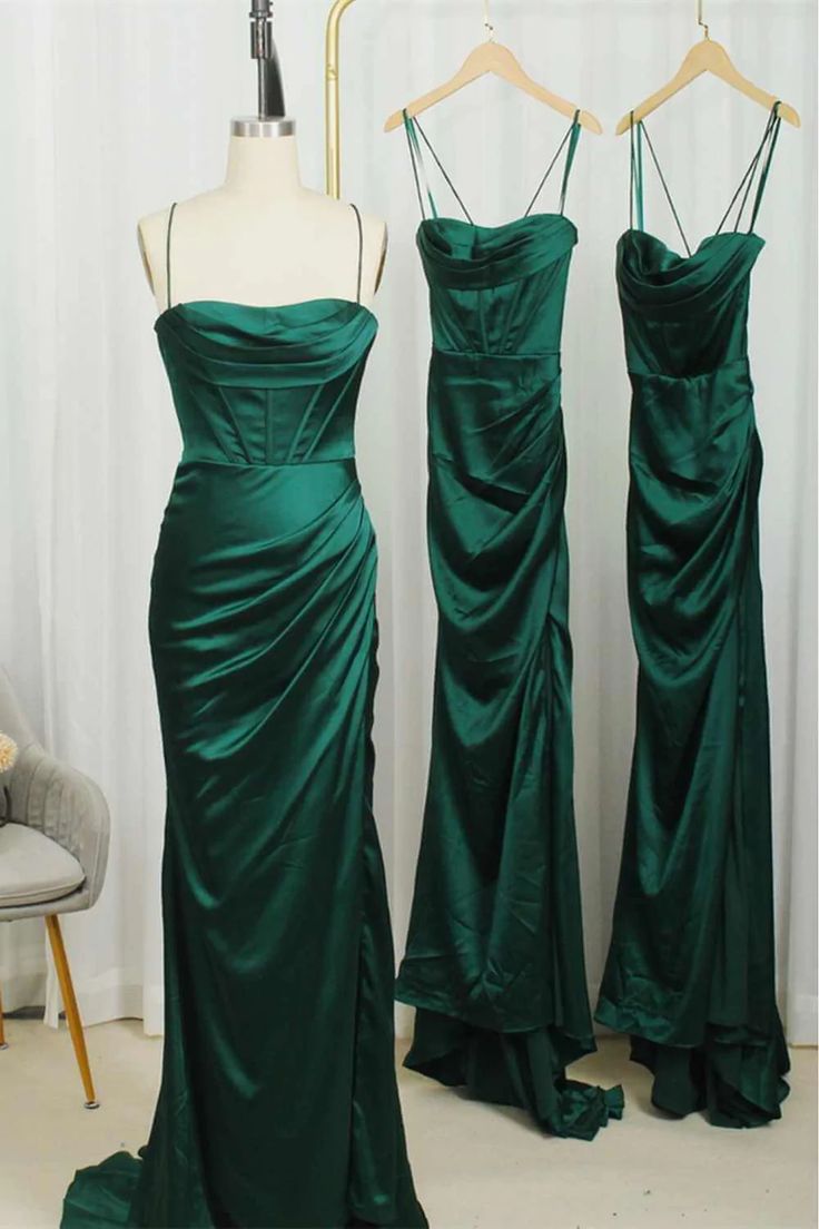 Dark Green Long Prom Dresses Formal Graduation Party Dress Sheath Evening Dress SD1544