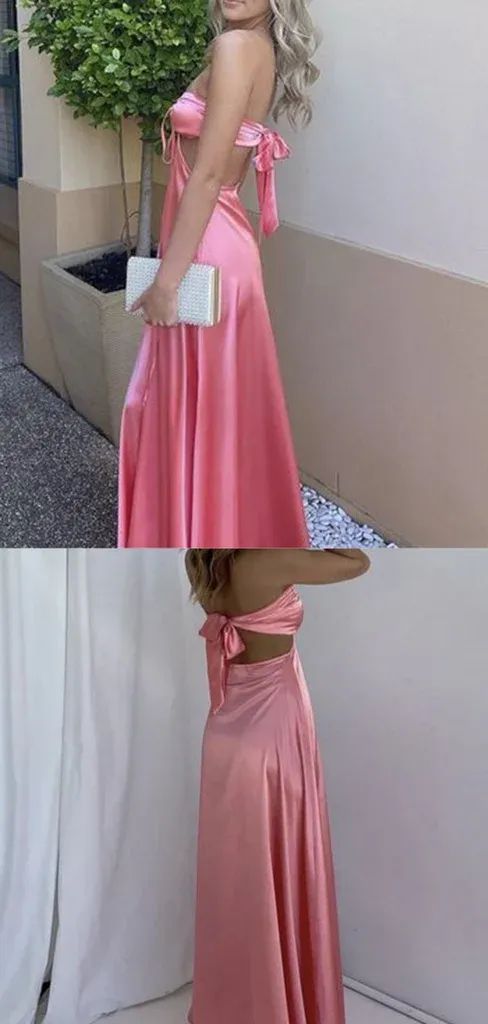 Simple Sweetheart Sleeveless A Line Satin Long Evening Prom Dresses SD1568